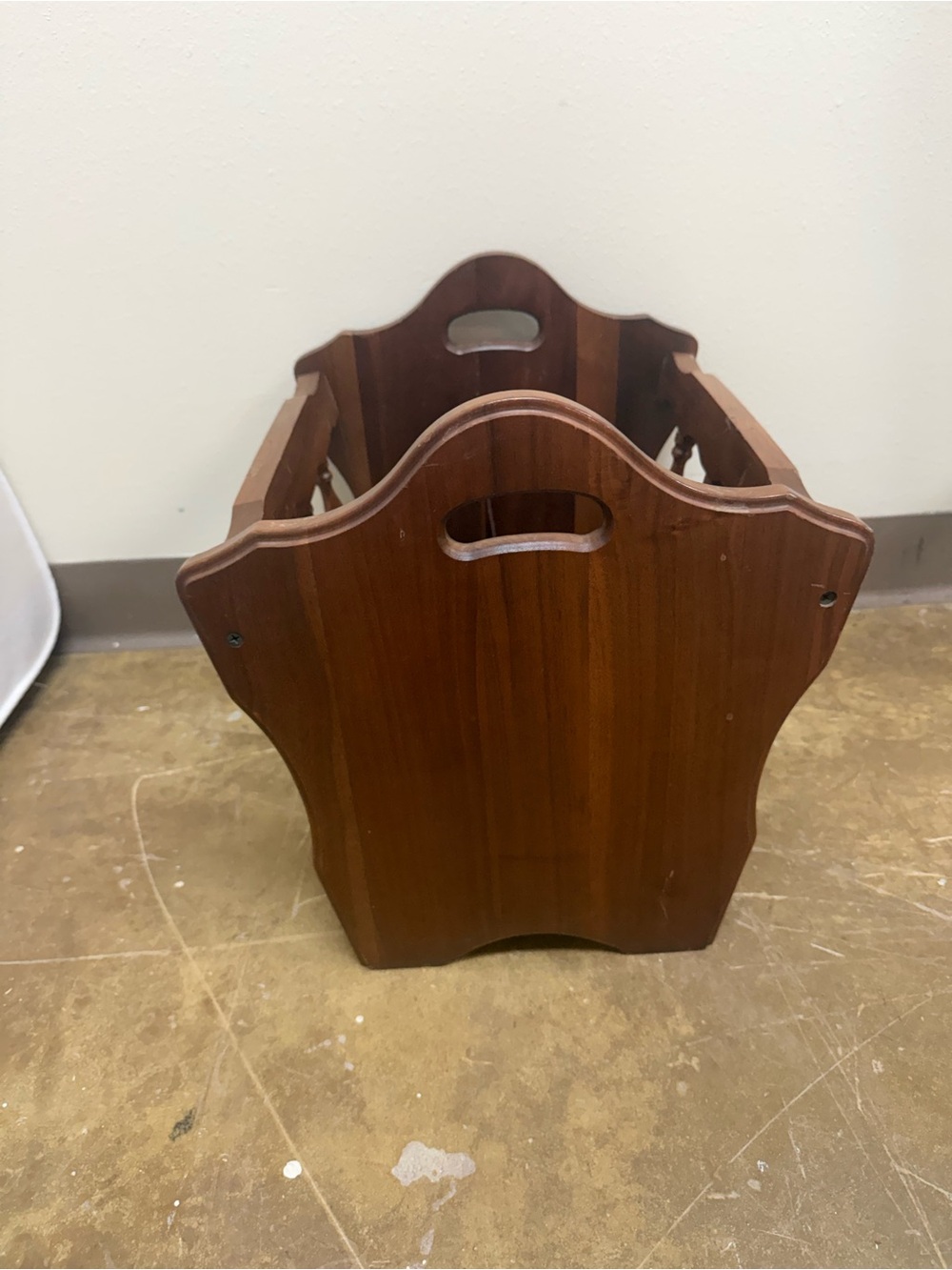 Wooden Magazine Rack Tote in Warm Brown